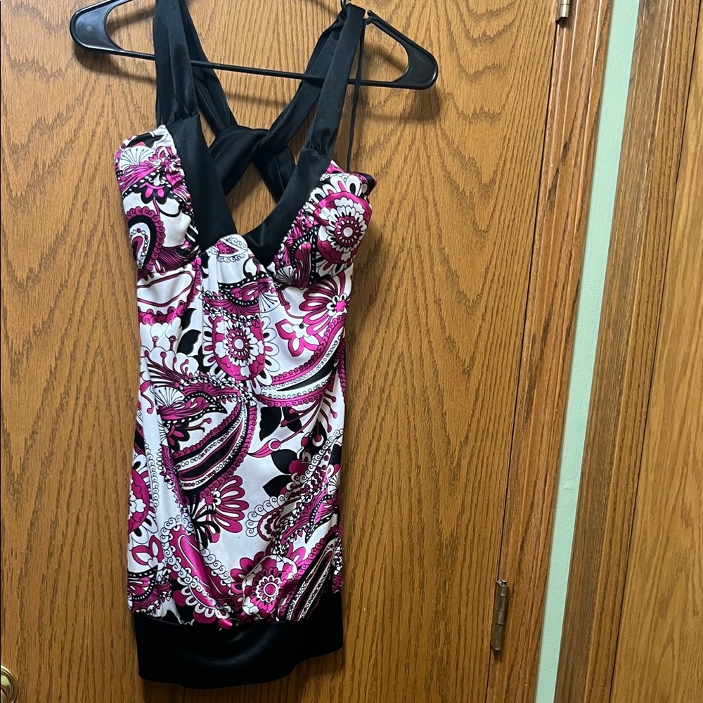 Ruby Rox Black and Pink Floral Blouse
